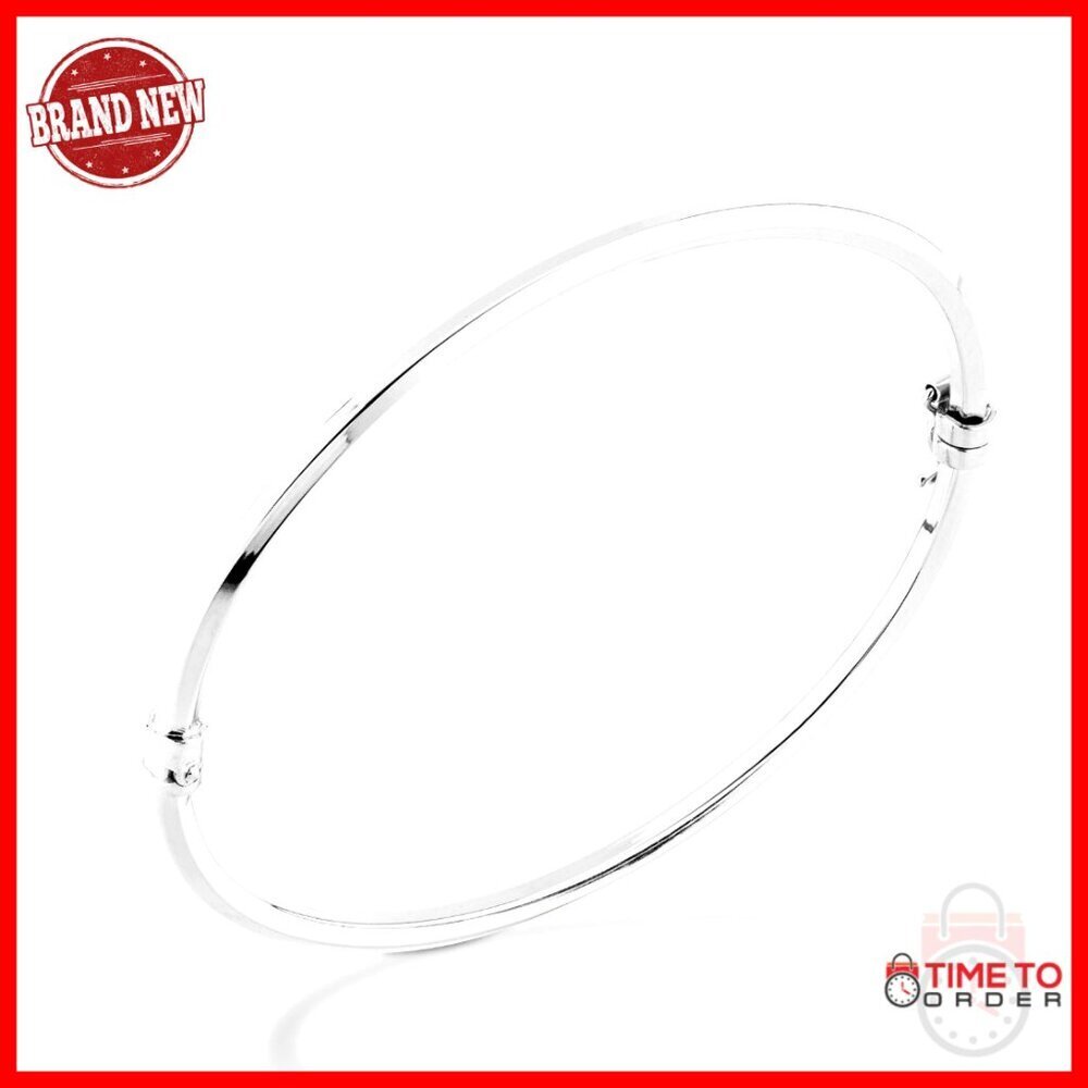 Sterling Silver Hinged Bangle Bracelet Elegant Minimal Chic Italian